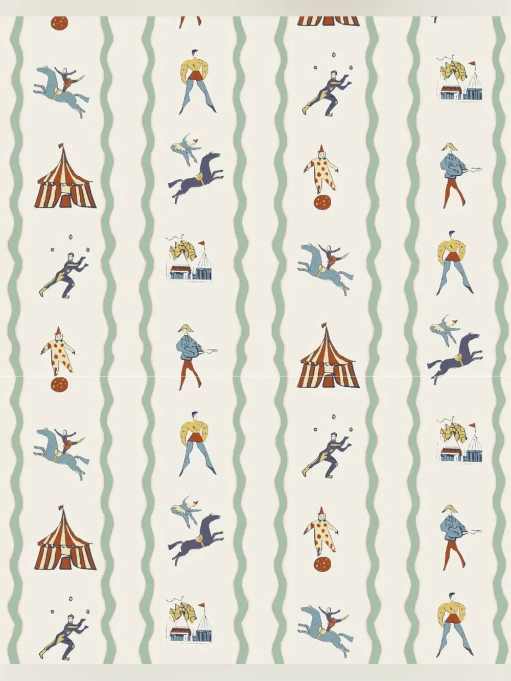 New Anthropologie Annika Reed Studios Green Run Away to the Circus Wallpaper